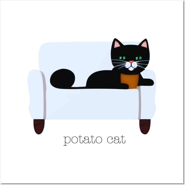 Potato Couch Cat Wall Art by geeklyshirts